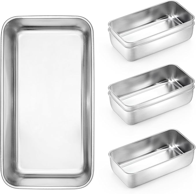Onader 6 Pack Loaf Pans for Baking Bread, 9 x 5 Inch Stainless Steel Deep Meatloaf Toast Baking Pan Set