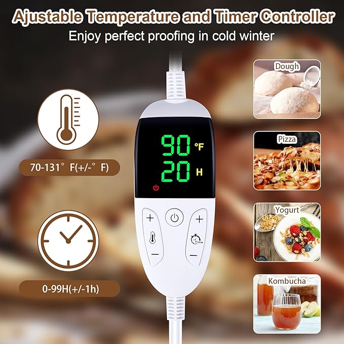 Antner Folding Bread Proofing Box with 70-131°F Temp Control & 99H Timer, Front-View Window Sourdough Proofing Box, Dough Proofer with Metal Rack for Sourdough, Pizza, Bread Baking, Yogurt, Kombucha