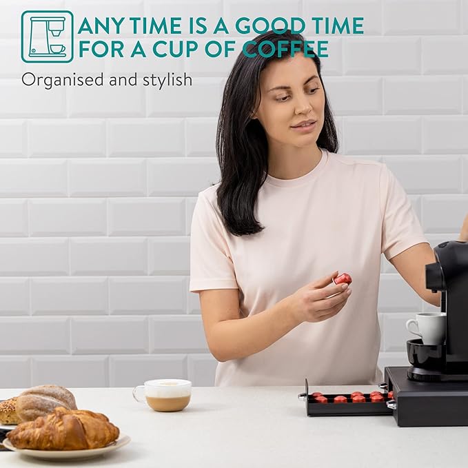 Navaris Coffee Pod Holder with 3 Drawers - 48 Capsule Storage Organizer Tray Counter Container - Compatible with K-Cup, Nespresso - 3 Drawer Design