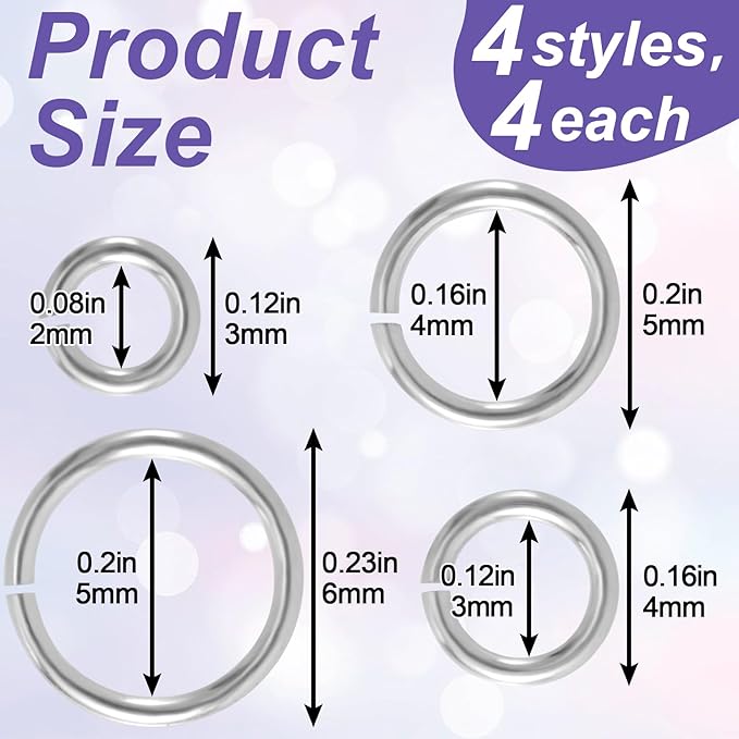 4pcs Jump Rings for Jewelry Making, 925 Sterling Silver Split Jump Ring, 4mm Double Loops Small Key Rings Open Connector Closures for Necklace Bracelets Jewelry Marking