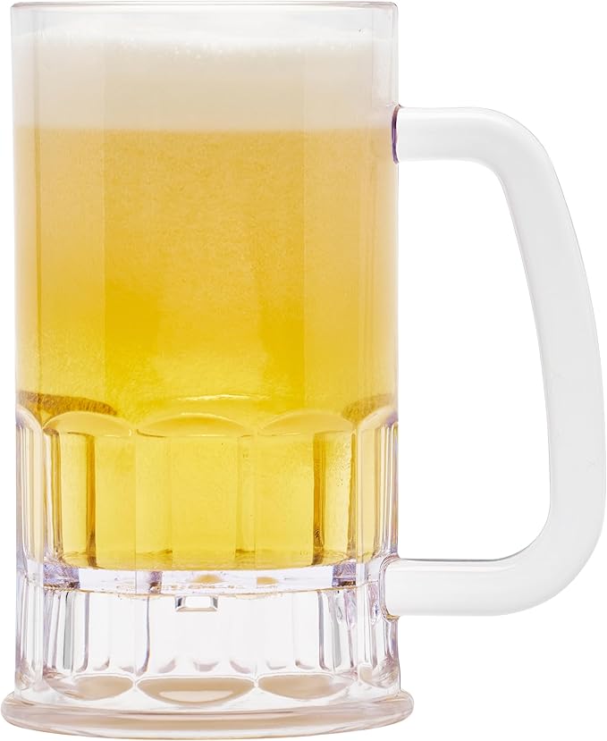G.E.T. 00084-1-SAN-CL-EC Shatter-Resistant Plastic Beer Mug - Stein, 12 Ounce, BPA Free (Set of 12)