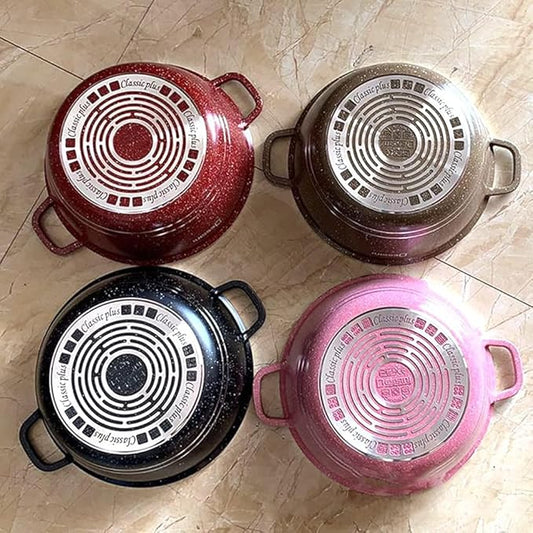10-Piece Nonstick Cookware Set | Granite and Marble Coated Aluminum Pots and Pans with Glass Lids | Includes Saucepans, Frying Pan, and Stock Pot(Color:Red)