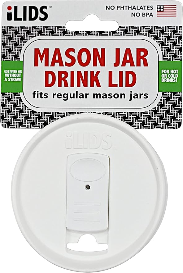 Mason Jar Drink Lid, Regular Mouth, Stars & Stripes Colors, Pack of 3