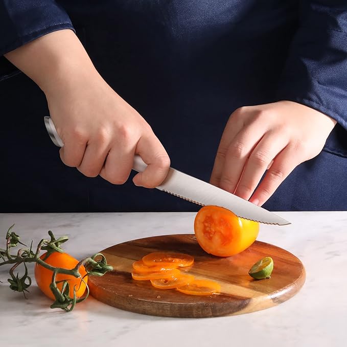 Cangshan ELBERT Series German Steel Forged 5" Serrated Utility Knife (White)