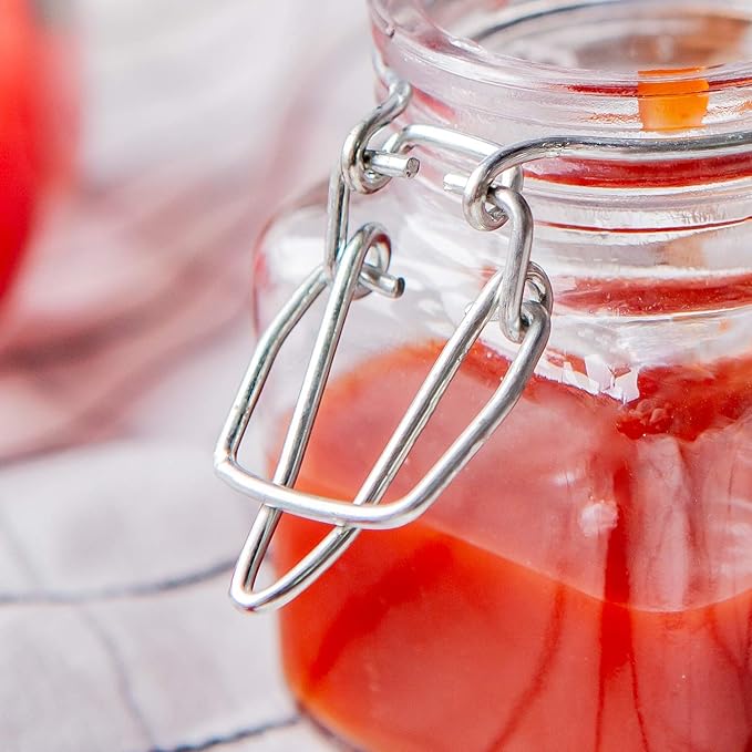 Spice Jars 30 Pack 4oz Square Glass Jars with Leak Proof Rubber Gasket & Hinged Lid,Small Glass Containers with Airtight Lids for Home, Party Favors