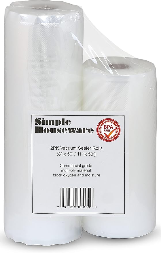 Simple Houseware Vacuum Sealer Bags 11'' x 50' and 8'' x 50' Sous Vide Roll, 2-Pack
