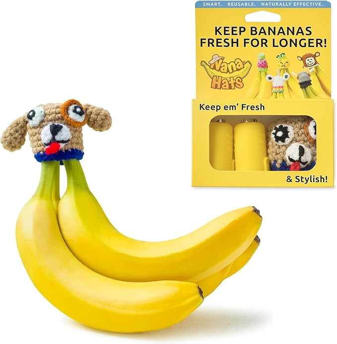 NANA HATS Banana Freshness Preserver, Keep Bananas Fresh Longer, Ideal for Organic Bananas, Innovative Banana Holder for Home Use, Extend Freshness of Your Fruit, AS SEEN ON SHARK TANK, Dog
