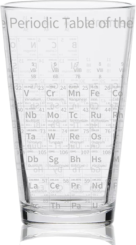 PERIODIC TABLE of ELEMENTS Engraved Pint Glass | Great Gift for Geeks, Nerds, Teachers and Students | Unique STEM Physics Chemisty Beer Decor