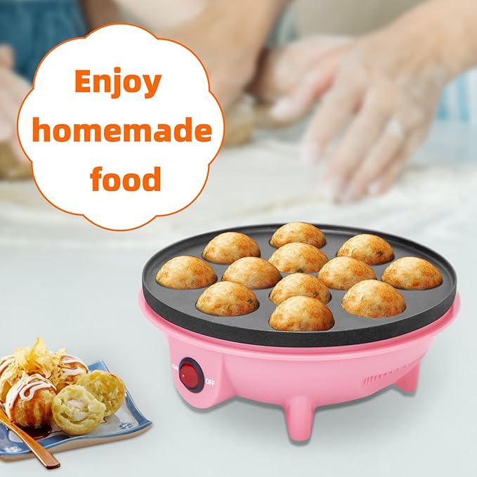 Electric Takoyaki Maker With Free Takoyaki Tools for Takoyaki Octopus Ball Cake Pop Ebelskiver 8 Inches Nonstick