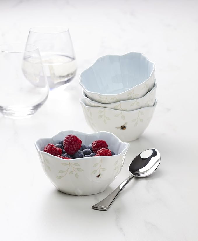 Lenox 897767 Butterfly Meadow Floral Dessert Bowls, Blue, Set of 4