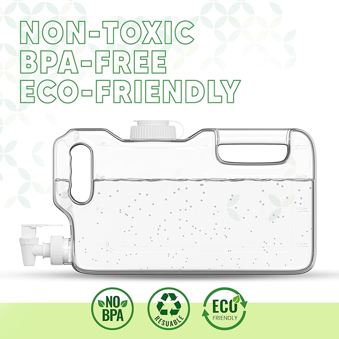 Refrigerator Drink Dispensers 1.1 Gallon Bottle with Spigot - BPA Free Plastic Water Jug Leak-Proof | Fridge Beverage Drink Dispenser for Parties, Convenient Handles