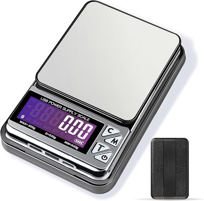MEIYA Coin Scale, 600g x 0.01g Jewelry Scale with 7 Units & USB Charging, Digital Portable Pocket Gram Scale for Coin Collectors, Jewelers, Gold, Silver Dollar