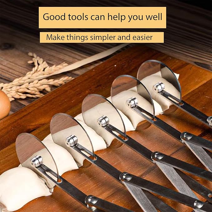 Pastry Cutter 7 Wheels Pizza Cutter Stainless Steel Dough Cutter Baking Tools Scalable Divider