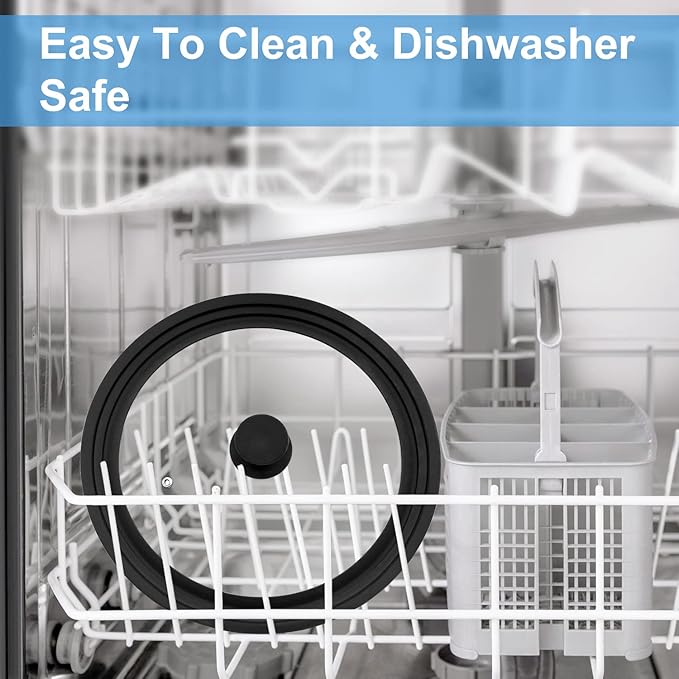 Universal Tempered Glass Lid - 2 Pcs, Heat Resistant Silicone Rim, Fits 6" - 12" Diameter Cookware, Replacement Lid for Frying Pan and Cast Iron Skillet