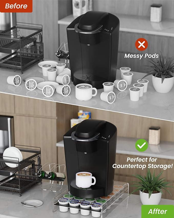 K Cup Holder，Coffee Pod Holder Drawer Capsule Display Storage for K-cup 24pods