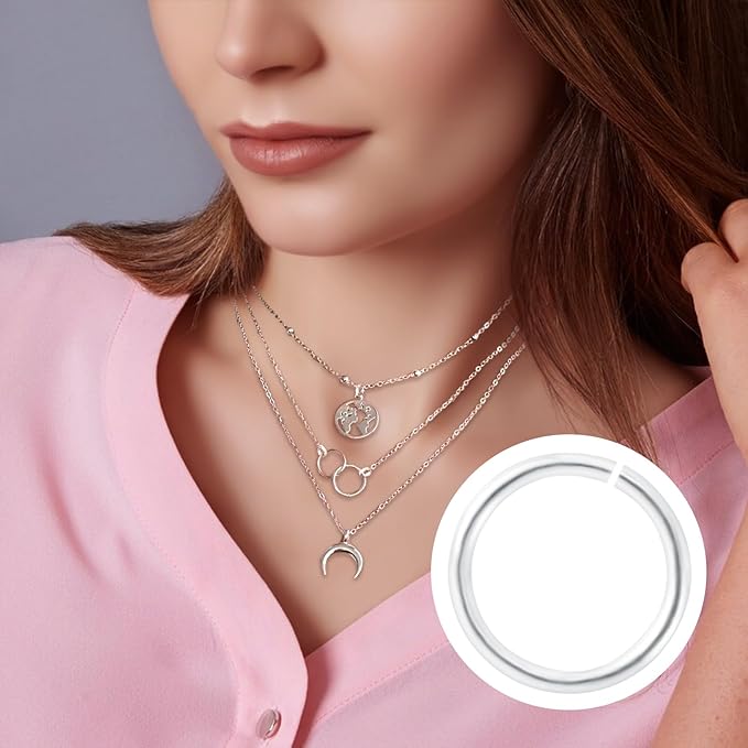 8pcs Jump Rings for Jewelry Making, 925 Sterling Silver Split Jump Ring, 4mm Double Loops Small Key Rings Open Connector Closures for Necklace Bracelets Jewelry Marking