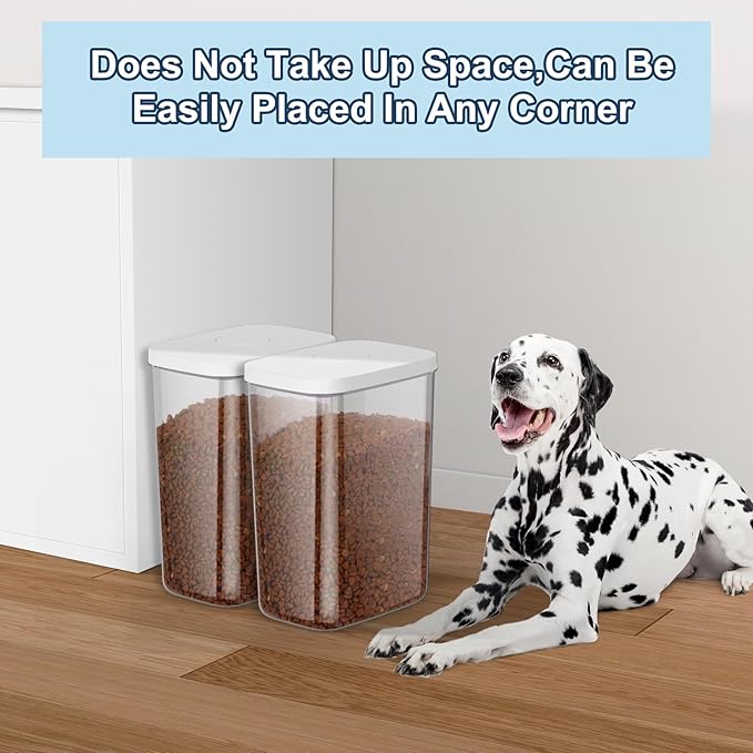 5-8 Lbs/6Qt Airtight Dog Cat Food Storage Container and Pet Storage Bin BPA-Free, PET Clear Stackable Dog Treat Containers Measuring Scoop Suitable for Dogs Food, Cats Food and Other Dry-2Pack