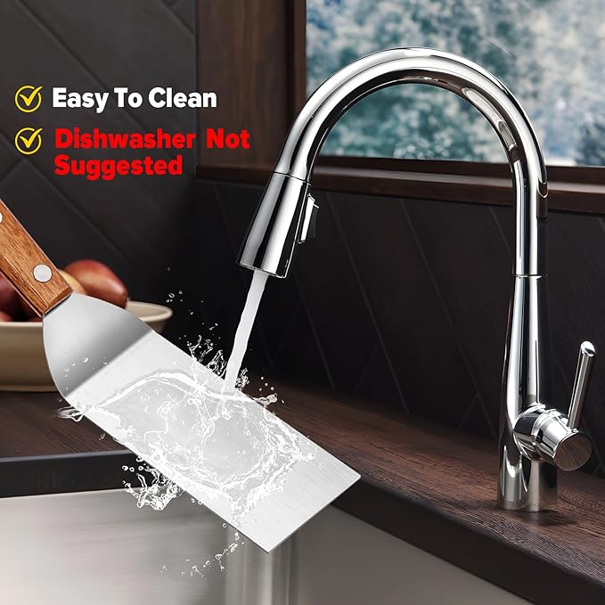 Small Metal Spatula Set,Mini Wooden Spatulas for Kitchen Use,Tiny Griddle Solid Stainless Steel Spatula With Wood Handle for Cake Fish Cookie,Grill Chef Baking Scraper Spatula Turner,2 Pack,Sliver