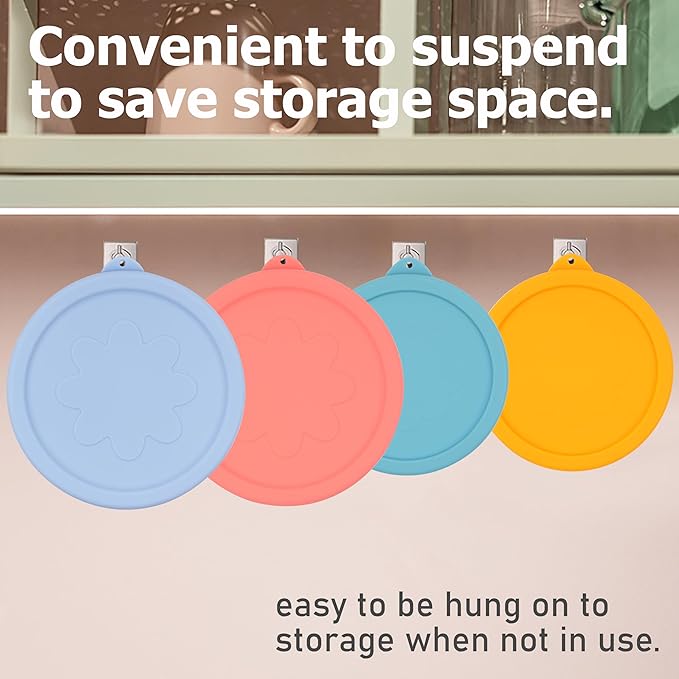 2 Cup 4 Cup Silicone Replacement Lids Storage Cover for Anchor Hocking Glass Bowls (Container not Included) 4 Pack Microwave, Dishwasher and Freezer Safe