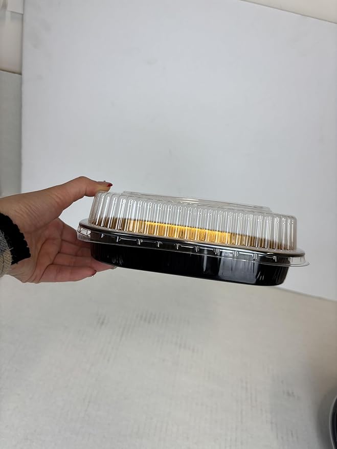 Small Black and Gold Pan with Dome Lid | 100 Sets Big Pans with Dome Lids | Durable & Versatile Pans with Dome Lids Serving Foods Hot Meals Baking Desserts BBQs Catering