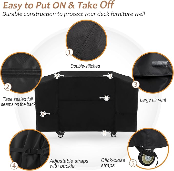 NettyPro Griddle Cover for Blackstone 36 inch Griddle, Waterproof UV Resistant 4 Burner Flat Top Gas Grill Cover 36" Cooking Station, Black