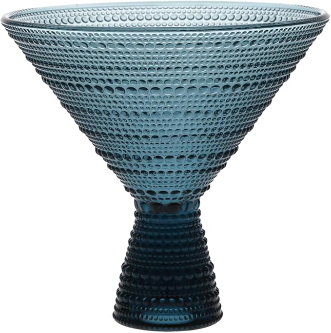 Fortessa Jupiter Beaded Hobnail Glass, 11.5 Ounce Martini (Set of 4), Cornflower Blue