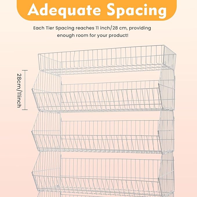 Retail Display Rack 5-Tier Market Merchandise Display Shelf Fruit Storage Shelf Vegetable Snack Basket Retail Store Supplies with Wheels for Home Store Market (18" D X 35" W X 55" H-White)