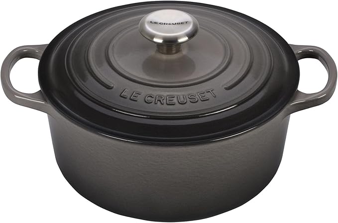 Le Creuset 5-Piece Oven and Stovetop Cookware Bundle: 4-1/2 QT Round Dutch Oven, 8 QT Covered Stockpot, and 10" Toughened Nonstick Pro Fry Pan - Oyster