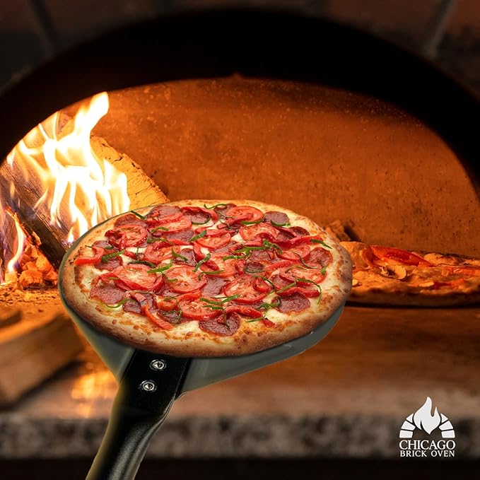 Turning Perforated Pizza Peel - 7" Diameter - 35" Overall Length - Premium Pizza Peel, Pizza Steel, 12 Inch for Professional and Home Use