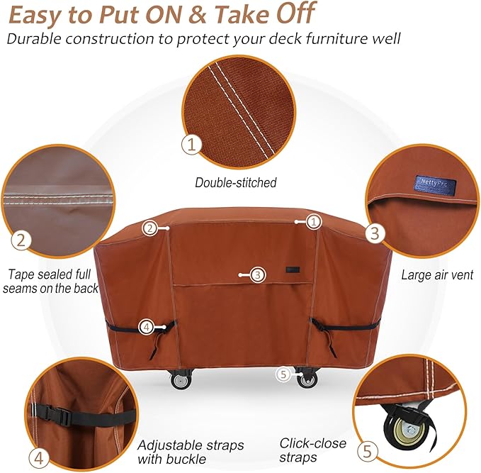 NettyPro Griddle Cover for Blackstone 36 inch Griddle Waterproof Heavy Duty 4 Burner Flat Top Gas Grill Cover 36" Cooking Station, Brown