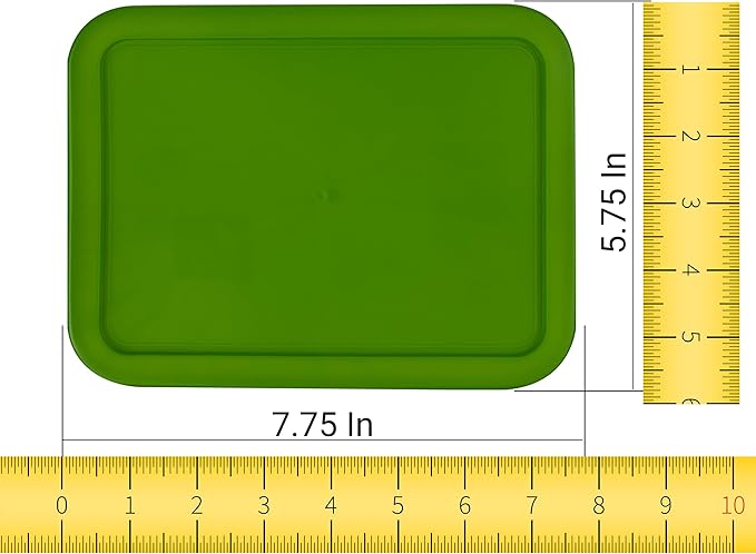 Replacement Lids for Pyrex 3-Cup Glass Food Storage Container Bowls, (7.75 x 5.75-Inch) Plastic Rectangle Lids Covers fits Pyrex 7210-PC, Airtight & Leakproof (4-Pack, Green)