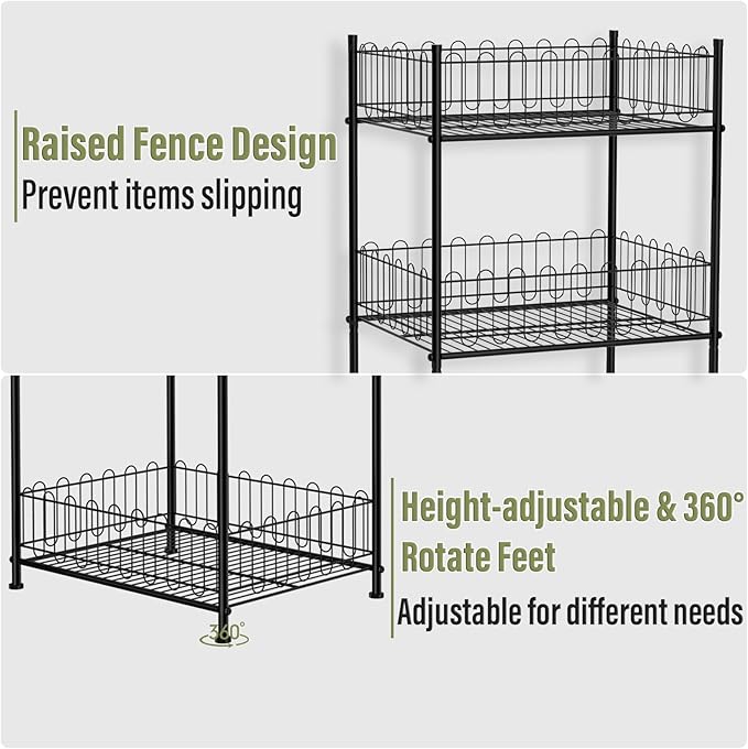 Vrisa 5 Tier Water Bottle Organizer Stand Fenced Freestanding Water Bottle Holder Metal Soft Drink Beverage Soda Can Storage Rack for Pantry, Kitchen, Home Party, Classroom