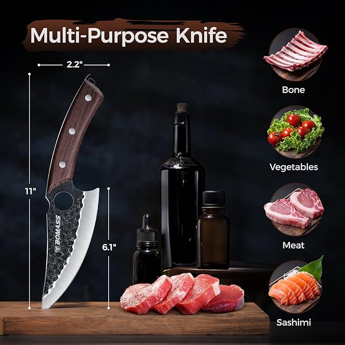 10.76-inch Butcher Knives, Hand Forged Kitchen Knife, High Carbon Japanese Knives & Serbian Chef Knife for Meat Cutting