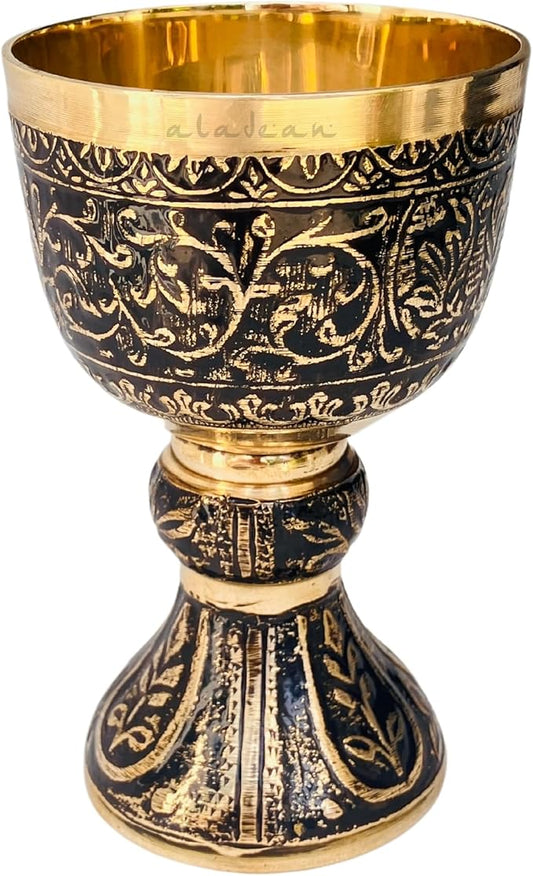 Vintage Chalice Medieval Goblet | 1x Solid Brass Red Wine Glass Cups of Royal King Arthur - Renaissance, Birthday Gifts Christmas Wedding Anniversary Novelty Ceremonial Drinkware (Duke Goblet)