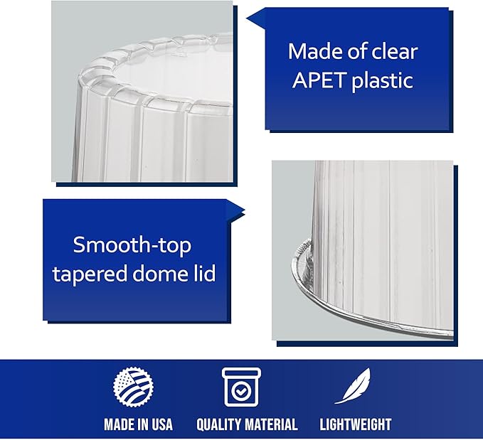 MT Products Round PET Plastic Cake Container 8" - Plastic Bakery Boxes (Pack of 5) - Made in the USA