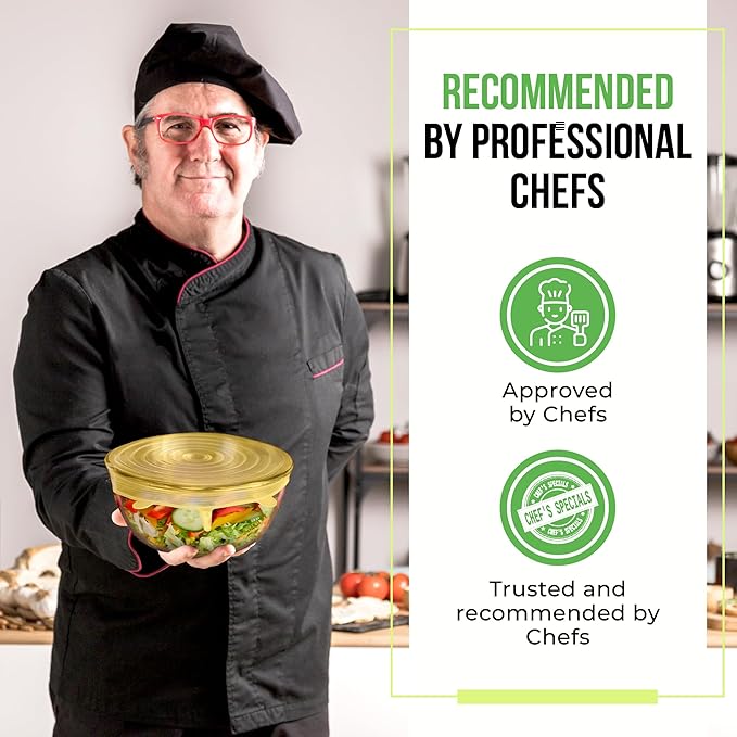 Reusable Silicone Stretch Lids for Food Storage in Fridge - Elastic Heat-Resistant Bowl Covers, Cups, Cans, Jars - Universal Food Grade Lid for Round and Rectangle Containers - 7 Pack - Multicolor