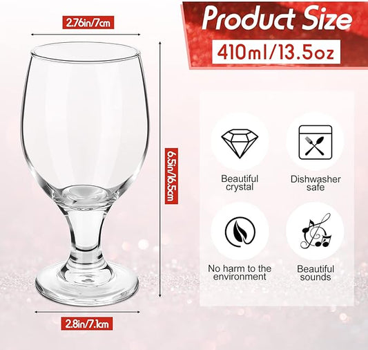 Patelai Set of 48 Clear Glasses 13.5 oz Water Goblet Glass Stemmed Water Glasses for Juice Wine Beer Tea Milk Cold Beverages Drinks Dishwasher Safe