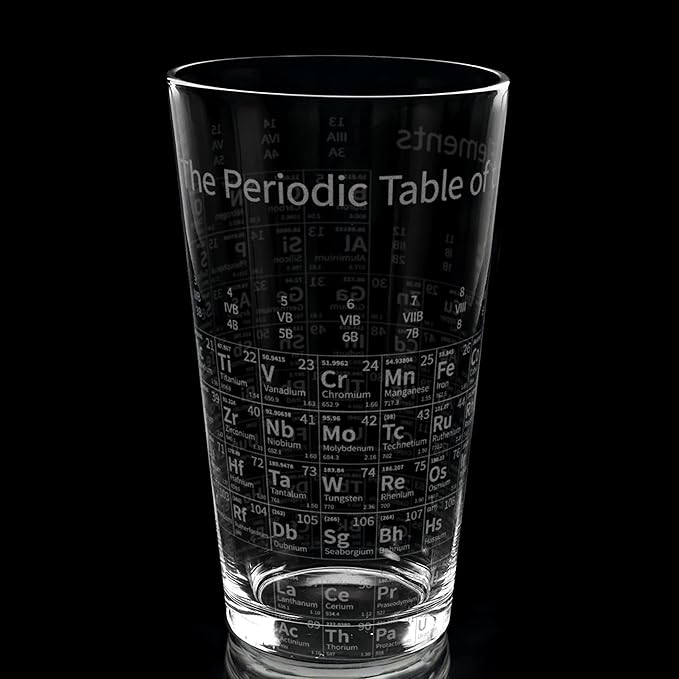 PERIODIC TABLE of ELEMENTS Engraved Pint Glass | Great Gift for Geeks, Nerds, Teachers and Students | Unique STEM Physics Chemisty Beer Decor