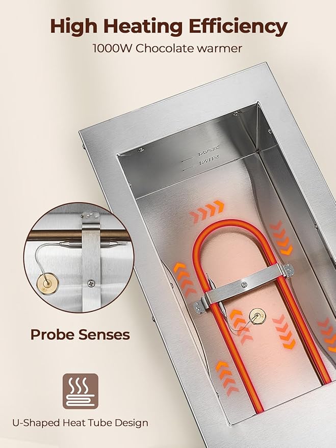 Chocolate Tempering Machine, 2 Tanks Chocolate Melting Pot, 86~185℉ Chocolate Warmer, 1000w Commercial Chocolate Melting Machine, Stainless Steel Electric Commercial Food Warmer For Milk Coffee Cheese