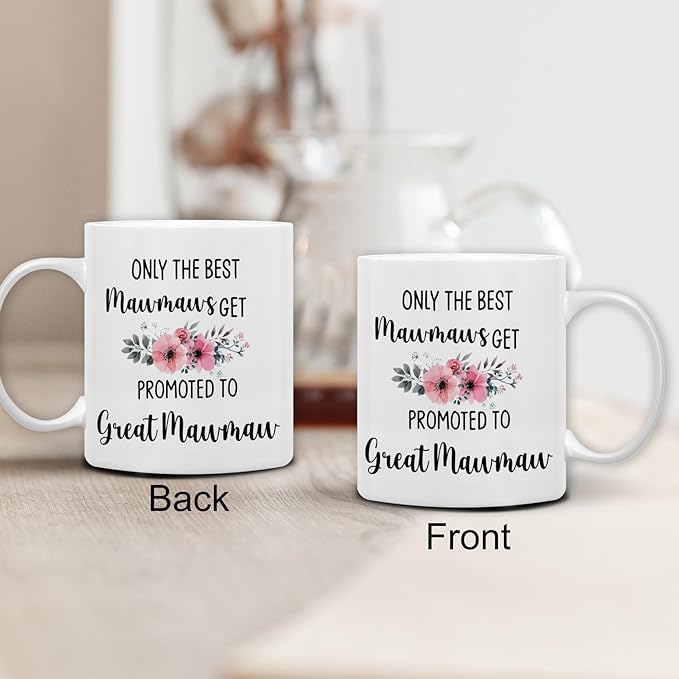 QASHWEY Great Mawmaw Gifts Mug, Great Grandma Gifts, Great Mawmaw to Be Gift Coffee Mug, Pregnancy Announcement Gift for Mawmaws New Great Grandma, Promoted to GreatMawmaw CoffeeCup Ceramic 11oz