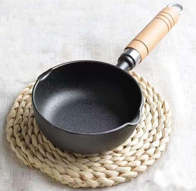 Melting Pot Cast Iron Sauce Pan, Multi Functional Cooking Even Heat Distribution Kitchen Cast Iron Butter Warmer Pot Baking Heating Holder Cheese Heating Pot