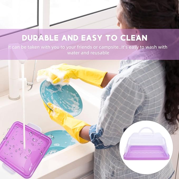 VICASKY Plastic Cake Carrier with Lid Convenient Transport Container for Birthday Cakes Outdoor Events and Parties Transparent Design Easy to Clean