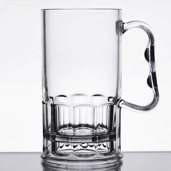G.E.T. 00082-1-SAN-CL Shatter-Resistant Plastic Beer Mug / Stein, 10 Ounce, BPA Free (Set of 12)