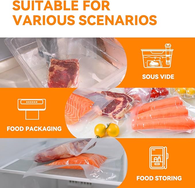 [2024 New] 8" x 12" 200 Count Precut Bags, Vacuum Sealer Bags for Food, Great for Food Storage, Sous Vide and Meal Prep, Wevac Lite