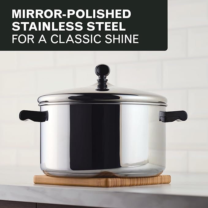 Farberware Classic Series Stainless Steel Pots and Pans with Baking Sheet Pan, Cooking Tools, and Lids, Induction Ready, Dishwasher Safe, 10 Piece Cookware Set, Metal Utensil Safe - Stainless Steel