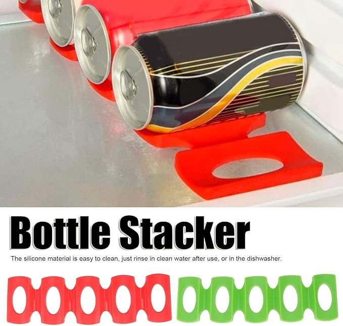 Silicone Bottle Stacking Mat, 4Pcs Can Stacker Can Stacker for Refrigerator Silicone Can Stacker Fridge Organizer Holder Rack