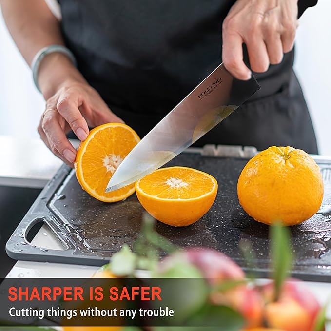 Chef Knife,10 inch High Carbon Stainless Steel Kitchen Knife, Sharp Cutting Knife W/Ergonomic Handle for Household or Business (Black)