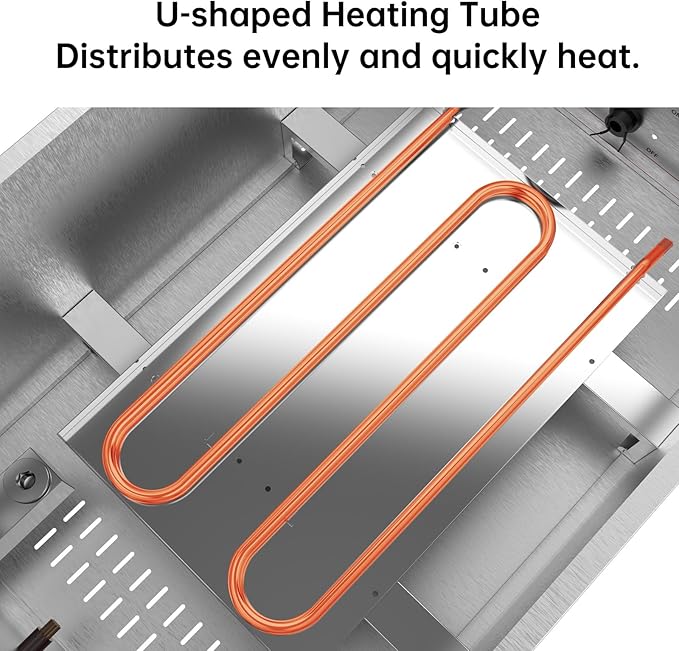 Valgus Commercial Stainless Steel 4 Sections Bain Marie Food Warmer 16 Qt Buffet Server with Lid and Tap for Home, Catering, Restaurants