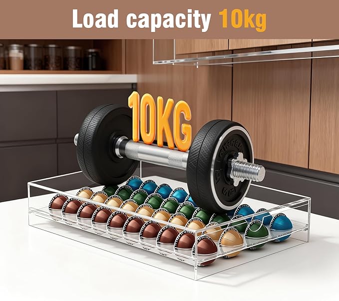 Acrylic Coffee Pod Holder Storage Drawer, Clear 40 Pods Coffee Capsule Organizer for Countertop, Pod Holder for Coffee Pod and Espresso Machines