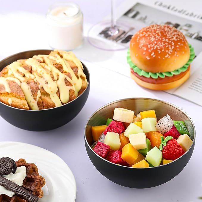 Nuogo 10 Pcs Stainless Steel Mixing Bowls Decorative Esthetician Bowls for Thanksgiving Christmas First Holy Communion Wedding Baking Prepping Serving Facial Salad Fruit Candy(5.9 Inch,Black)